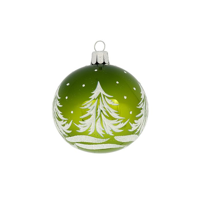 Glänzende Christbaumkugel aus Glas grün Gablonzer
