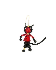 Krampus aus Glasperlen, 7 cm, rot-schwarz