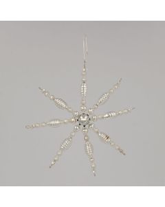 Stern aus Glasperlen, 10 cm, silber, handgefertigt