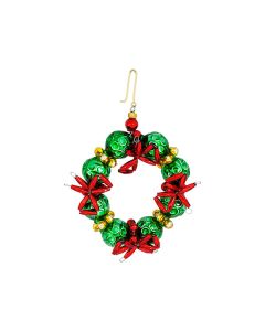 Glasperlen, Adventkranz, 7 cm, rot-grün-gold