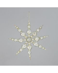 Schneeflocken aus Glasperlen, 10 cm, silber