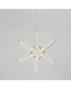 Stern aus Glasperlen, 12 cm, 3-dimensional, silber