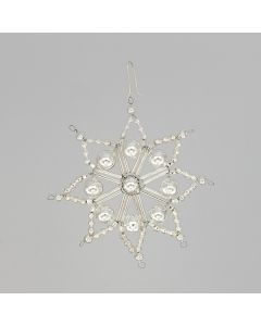 Stern aus Glasperlen, 9 cm, silber mit 8 Spitzen