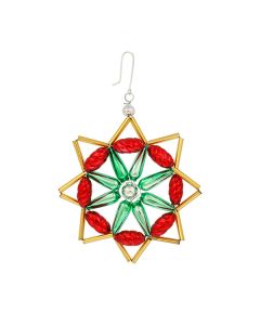 Stern aus Glasperlen, 7,5 cm, rot-grün-gold