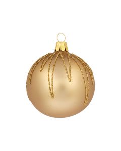 Christbaumkugel aus Glas, 6 cm, gold mit Glitzerverzierung