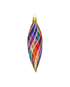 Zapfen aus Glas, 15 cm, gedreht, transparent in orientalischen Farben