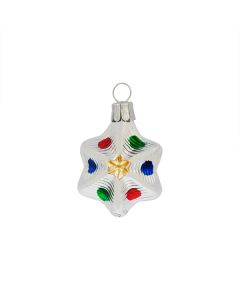 Glasfigur, Stern, 5 cm, silber- bunt im Retro-Design