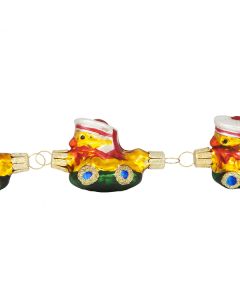 Glasfiguren Kette mit 4 Enten im Boot handgefertigt nostalgisches Motiv 28 cm Gablonzer Osterschmuck