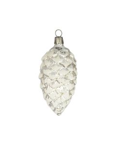 Glasfigur, Tannenzapfen, silber-weiß, 10 cm