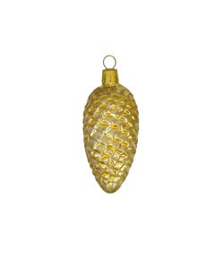 Glasfigur, Tannenzapfen mit Glitzer, gold, 8,5 cm