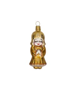 Glasfigur, Engel mit geschlossenen Augen, 8 cm, gold