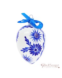 Easter Egg, white with blue flowers