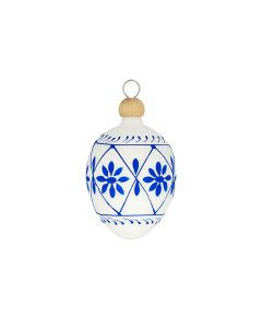 Easter Egg, 7 cm, white-blue