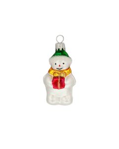 Glasfigur, Miniatur Schneemann, 4,5 cm, weiß