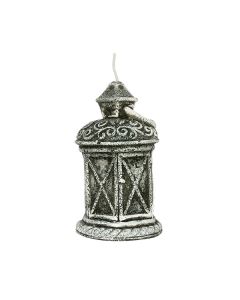 Kerze aus Wachs, Laterne, 13 cm, grau