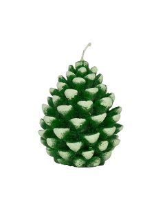 Kerze aus Wachs, Tannenzapfen, 9 cm, gruen