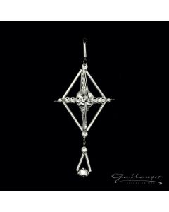 Ornament aus Glasperlen mit Anhänger, 10,5 cm, silber