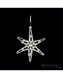 Ornament aus Glasperlen, Stern 7 cm, silber