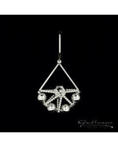 Ornament aus Glasperlen, Fächer, 6,5 cm, silber