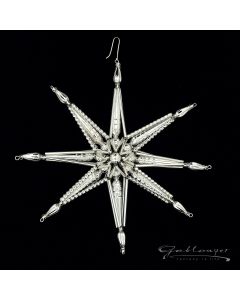 Großer Stern aus Glasperlen mit 8 Spitzen, 19 cm, silber