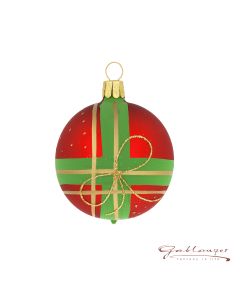 Christbaumkugel aus Glas, 6 cm, rot mit goldener Masche
