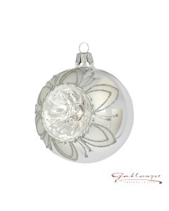 Christmas Ball made of glass, 8 cm, silver with reflector