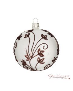 Christmas Ball made of glass, 8 cm, transparent, brown flowers