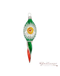 Zapfen aus Glas, Gedrehter Zapfen mit Stich, 13 cm, grün