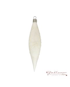 Olive aus Glas, 14 cm, weiß, florales Muster