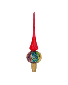Christbaumspitze aus Glas, 1 Kugel, orientalisch mit goldenen Ornamenten