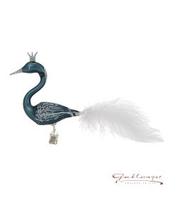 Glass figure, swan, 18 cm, wine-red, gold