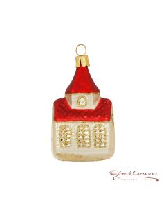 Glass figure, Church, cm, gold-red