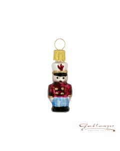 Glasfigur, Miniatur Soldat, 4,5 cm, rot-blau-weiß