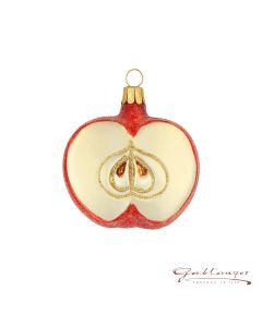 Glasfigur, Apfelhälfte, 6,5 cm, rot-gold