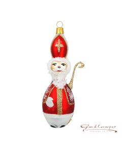 Glasfigur, Nikolaus, 14 cm, rot-weiß-gold