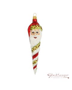 Glasfigur, Weihnachtsmann Zapfen, 16 cm, rot-weiß-grün