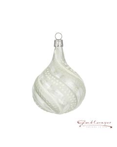 Glasfigur, Tropfen, 8,5 cm, transparent-weiß