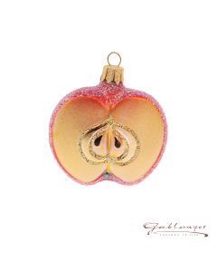 Glass figurine, apple half, 5,5 cm, red-gold