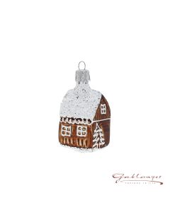 Glass figurine, Gingerbreadhouse, 5 cm, brown