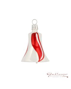 Glocke aus Glas, 5,5 cm, weiß-rot
