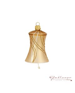 Glocke aus Glas, 5,5 cm, matt gold mit Linien
