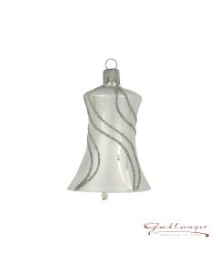 Glocke aus Glas, 5,5 cm, matt silber mit Linien