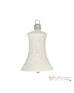 Glocke aus Glas, 5,5 cm, weiß, florales Muster