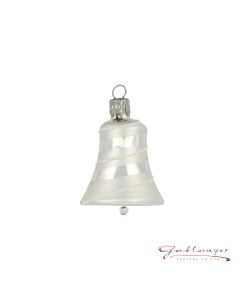 Glocke aus Glas, 5 cm, silber mit Streifen