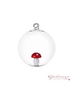 Glaskugel, 8 cm, transparent mit Fliegenpilz | Sale -30 %