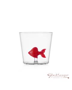 Trinkglas roter Fisch, handgefertigt