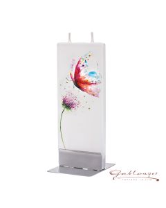 Elegante Flachkerze "Schmetterling" mit 2 Dochten und Halterung, handgefertigt, tropffrei