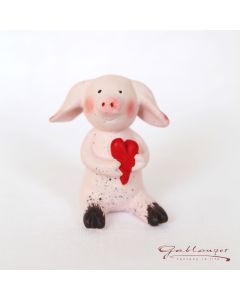 Saubande Mini "Susi Herz" Keramikfigur, handbemalt