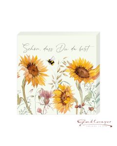 Cocktailserviette "Schön, dass du da bist", Sonnenblumen