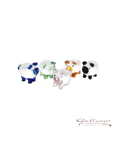 Glasfigur, Glücksbringer kleines Schwein, Grün, 2,5 cm